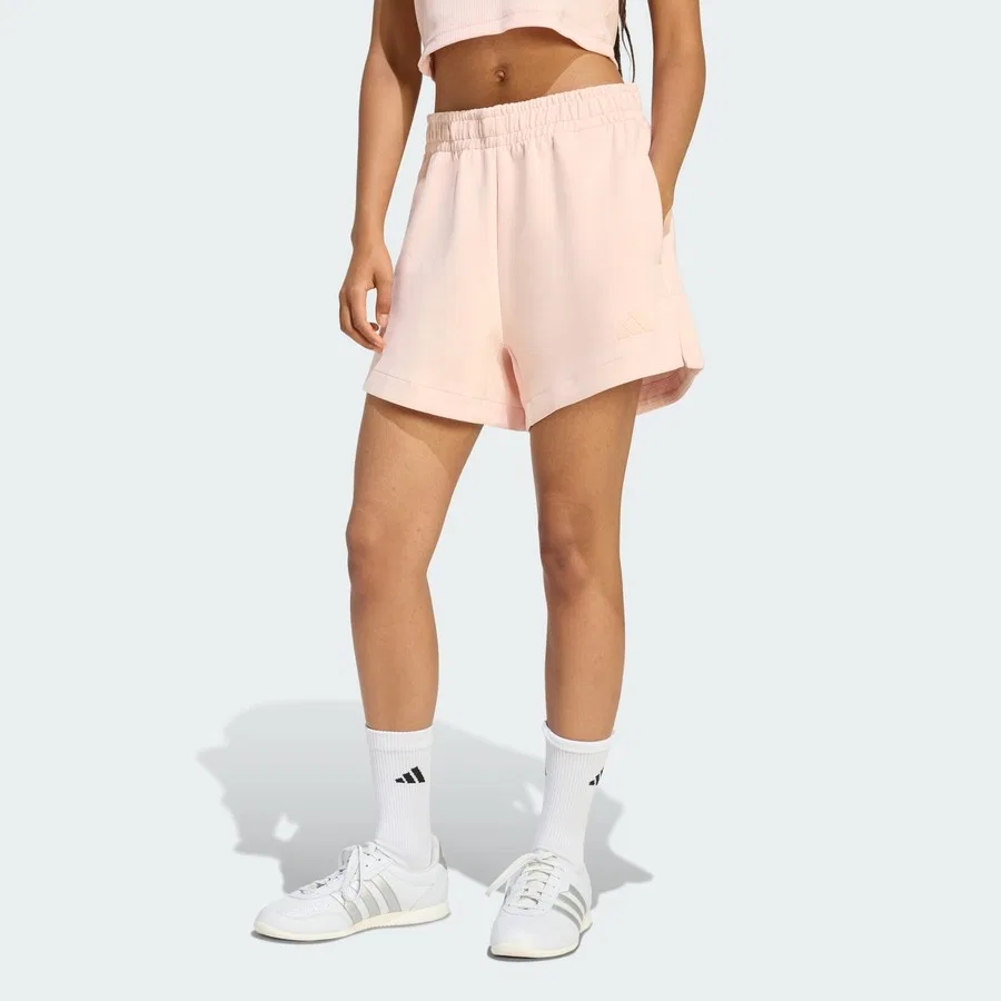 Шорты спортивные свободного кроя с высокой посадкой Soft Lux Loose Shorts adidas, Розовый