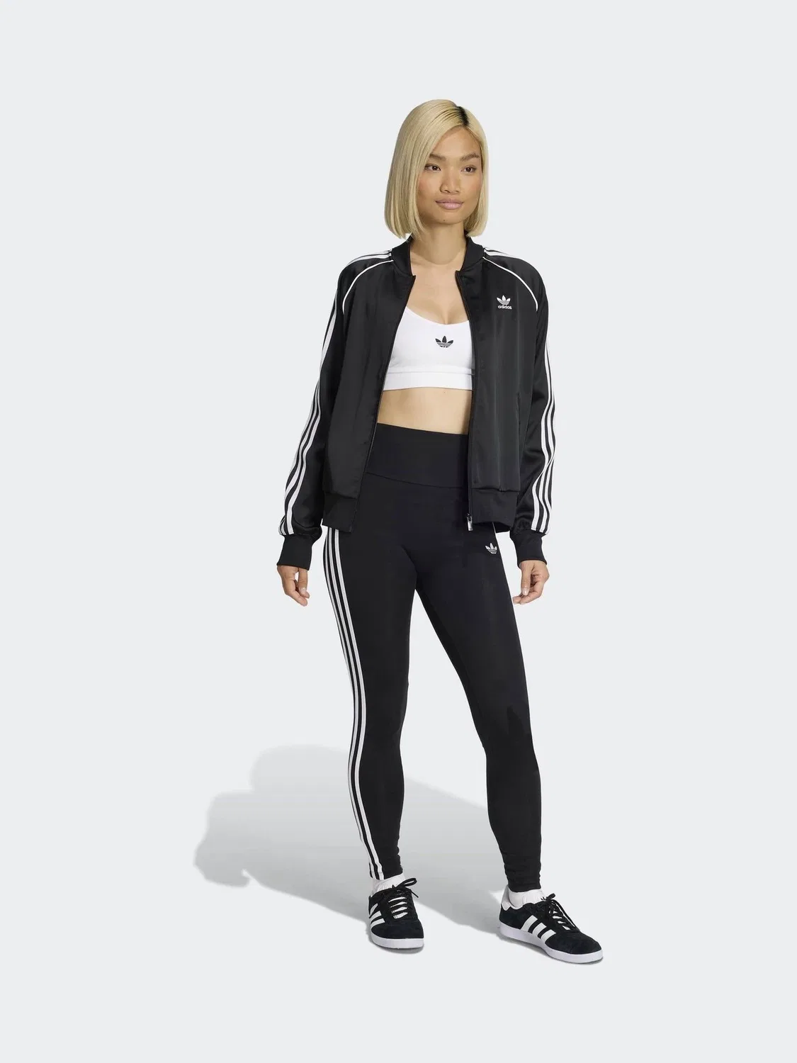 Леггинсы с 3 полосками, adidas Originals, черно-белый — фото 3