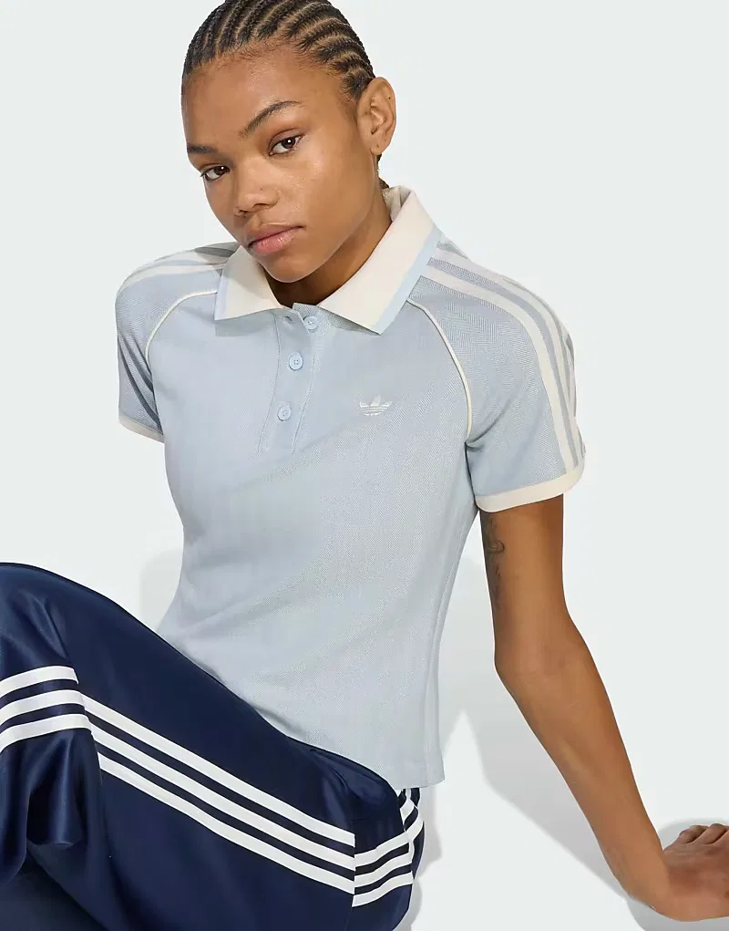 Поло Adidas Originals из твида "кристальное небо" — фото 3