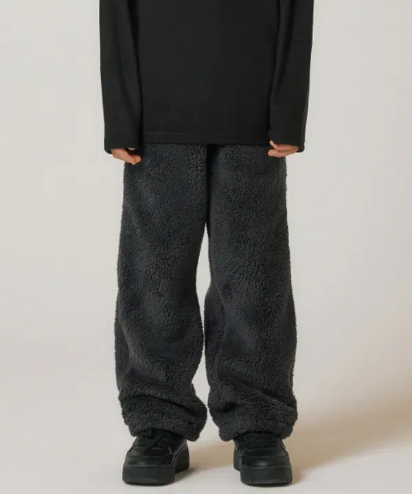Тренировочные штаны флисовые, Shaggy Fleece Variable Lounge, Musinsa Standard Kids, темно-серый