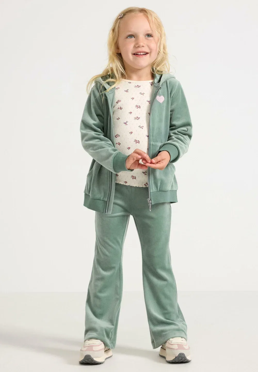 Велюровая толстовка на молнии Lindex, Light Dusty Green
