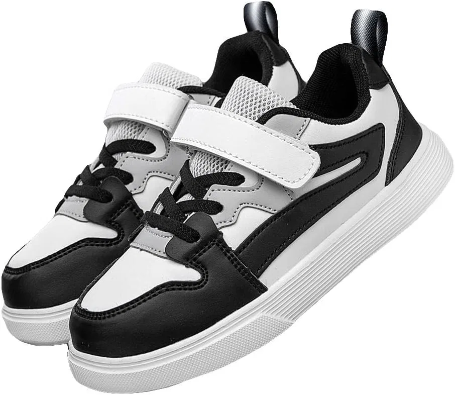 Детские кроссовки на липучках с регулируемым ремешком Classic Low Top JTTIO, Black Grey White