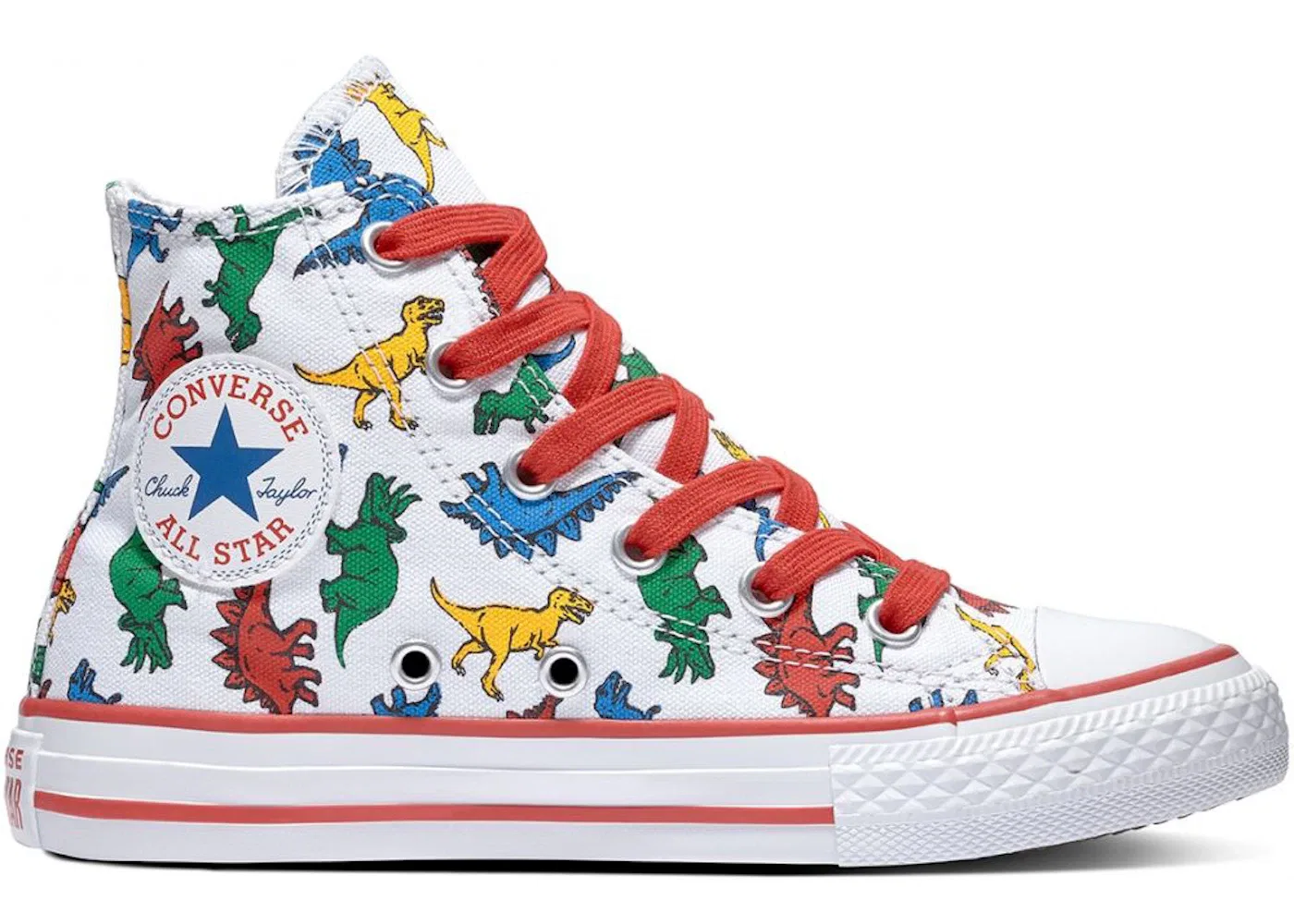 Детские кроссовки с принтом динозавров Converse Chuck Taylor All Star Hi, White Multicolor