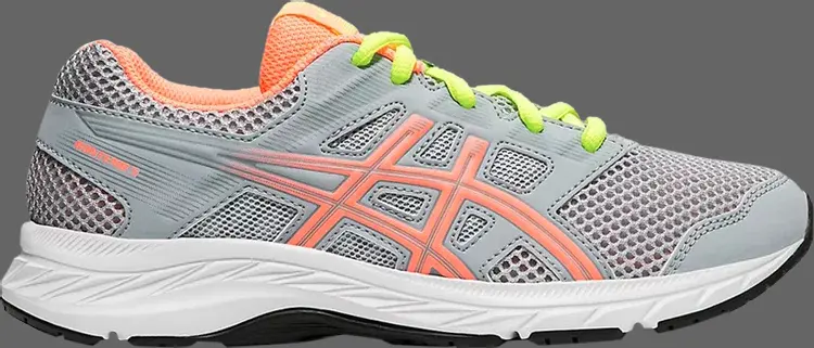 

Кроссовки contend 5 gs 'piedmont grey sun coral' Asics, серый