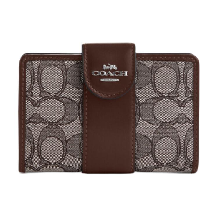 

COACH Кошелек женский из телячьей кожи с угловой молнией, цвет Maple Red