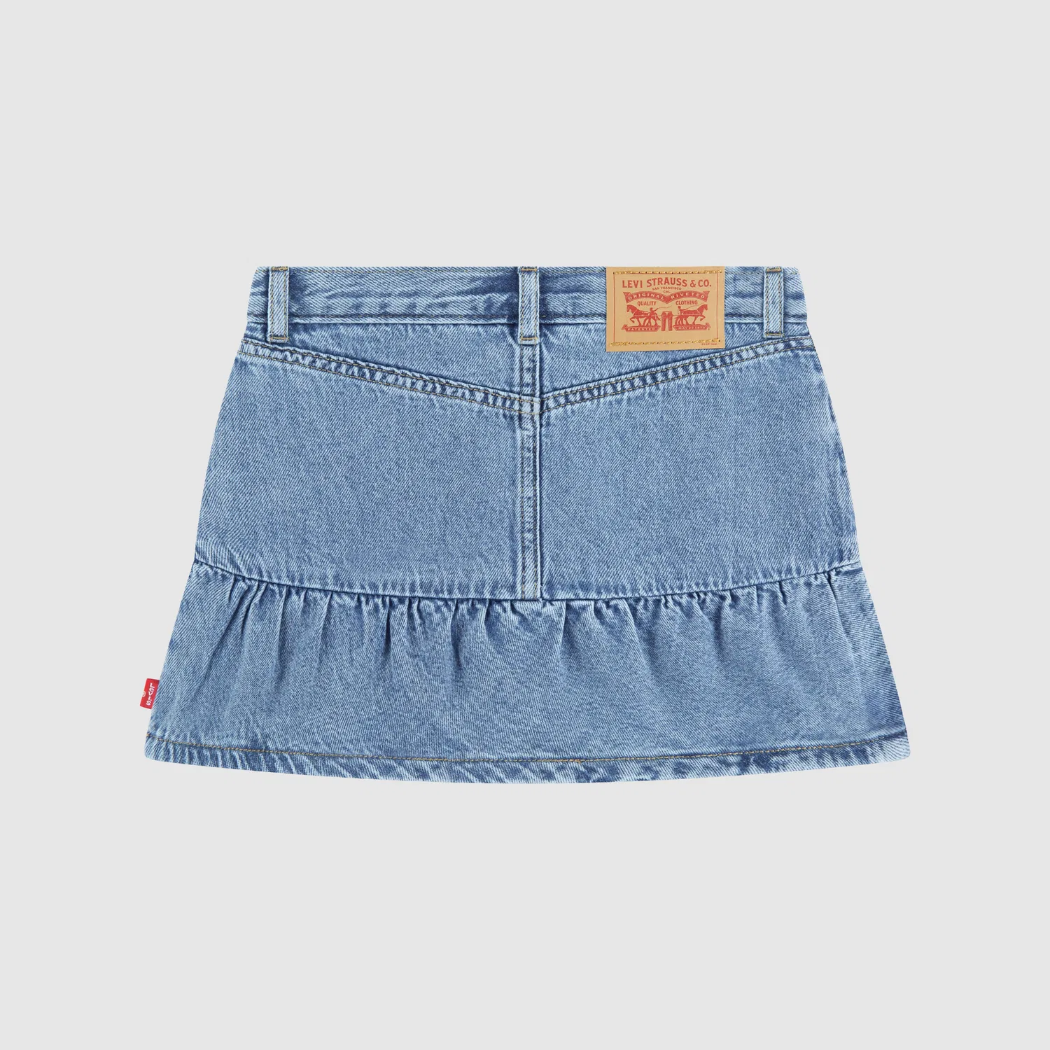 Джинсовая юбка-шорты с оборками для девочек 4-6 лет Levi's, Medium Wash — фото 2