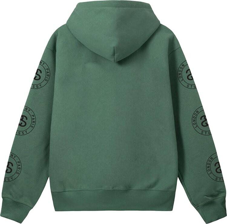 Худи Stussy Seal Zip Hoodie 'Green', зеленый — фото 3