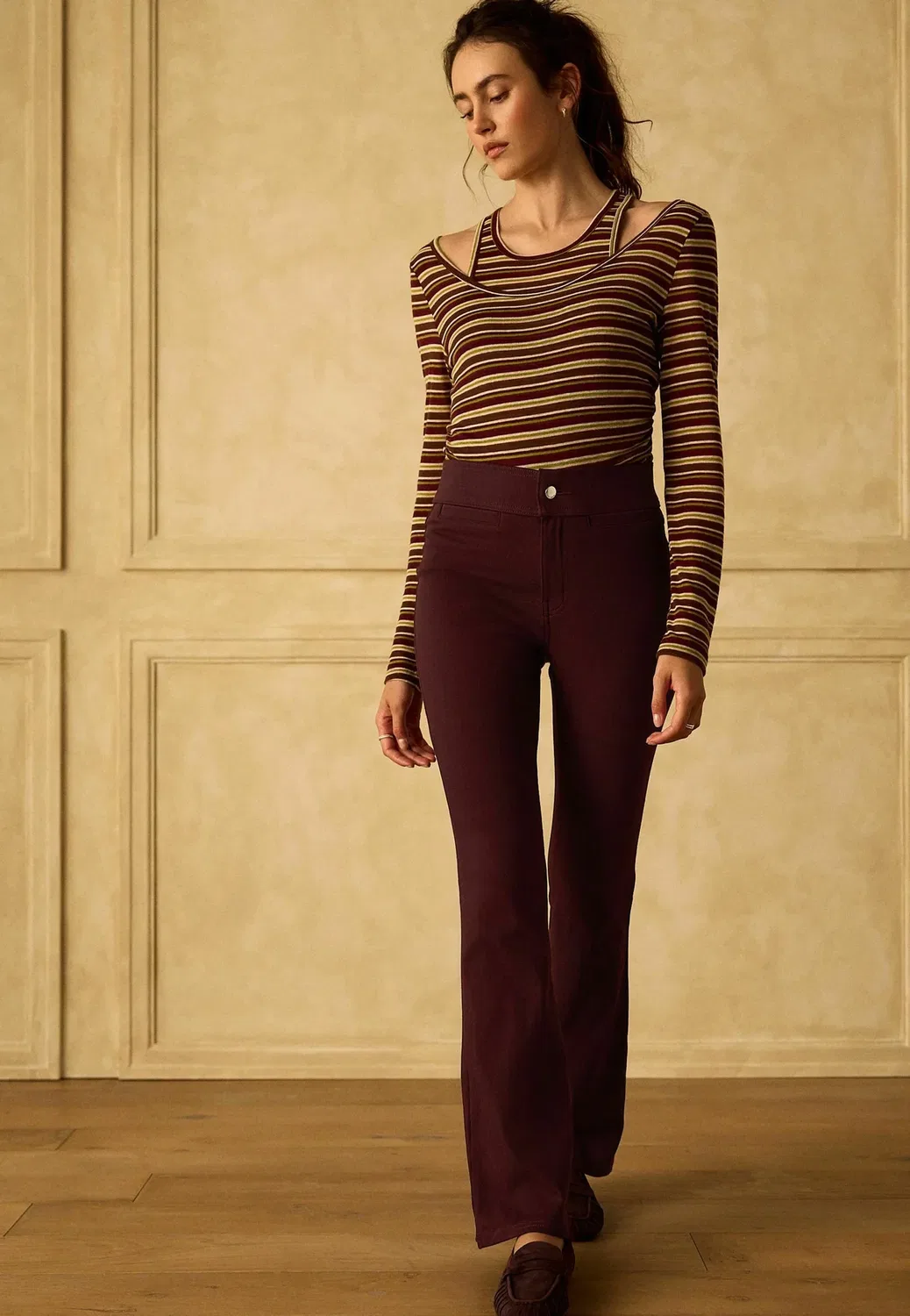 Расклешенные джинсы Next, Burgundy Red