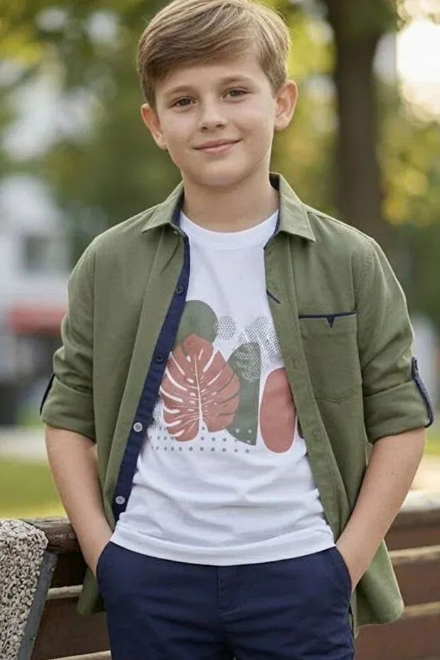 Детский комплект для мальчиков с длинным рукавом Trend Mix Kids, Khaki — фото 4
