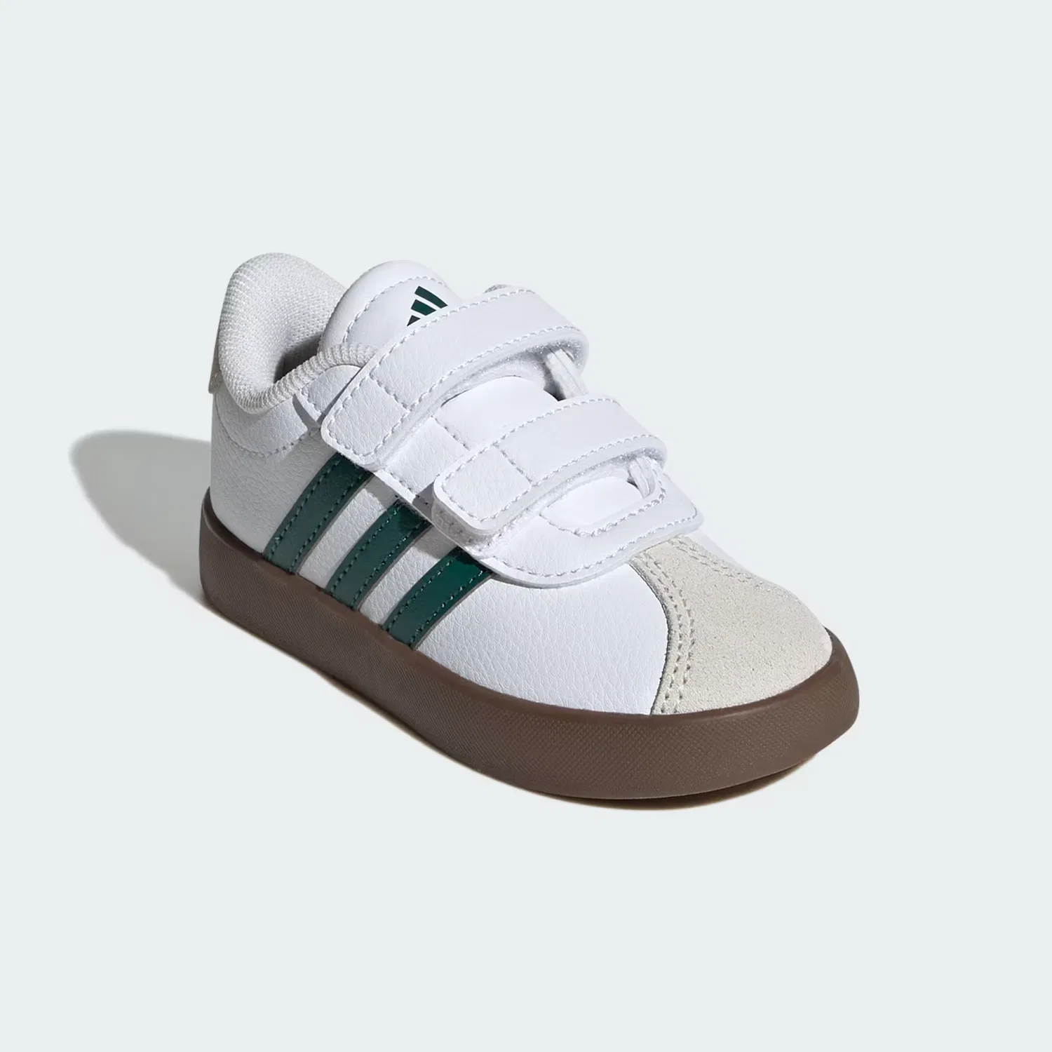 Детские кроссовки на липучках VL Court 3.0 Adidas Sportswear, Cloud White/Collegiate Green/Gum — фото 4