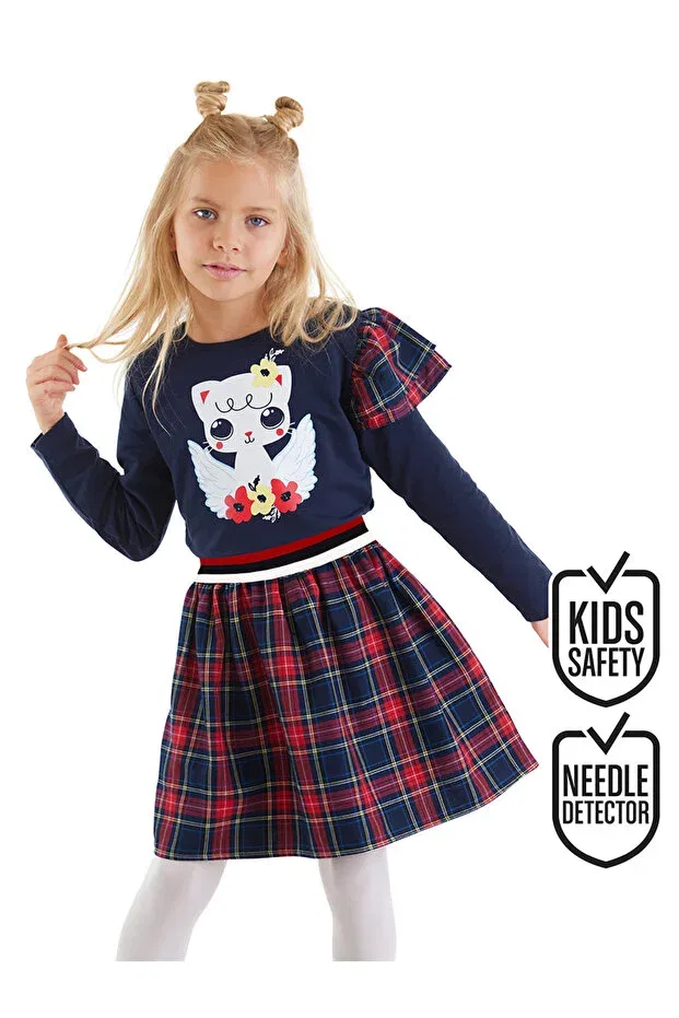 Детское платье для девочек с длинным рукавом Winged Cat Denokids, Navy Blue