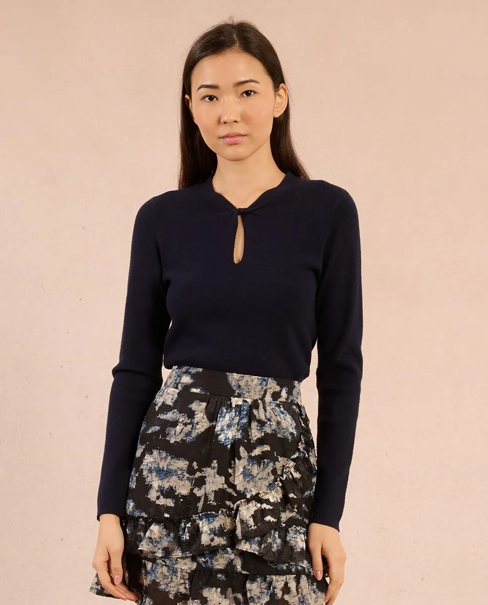 

Женский джемпер с длинным рукавом с деталями разреза Molly Bracken, темно-синий