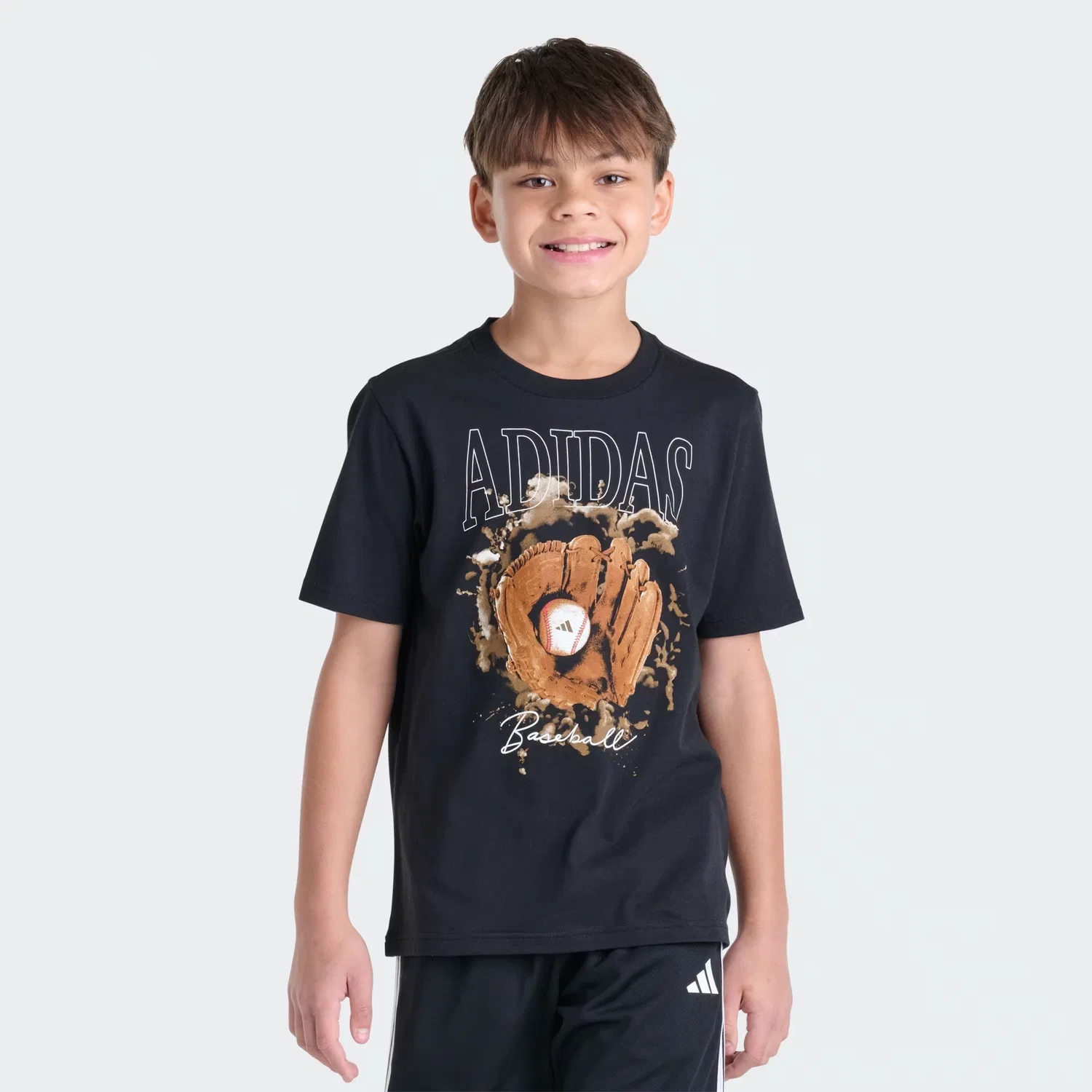Детская футболка с коротким рукавом с принтом Photoreal Baseball Glove Tee Adidas Sportswear, черный