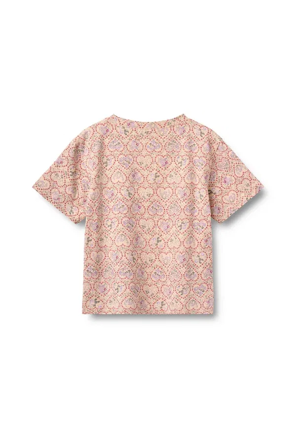 Футболка с цветочным принтом Ella Wheat, Magenta Heart Flowers, пурпурный — фото 4