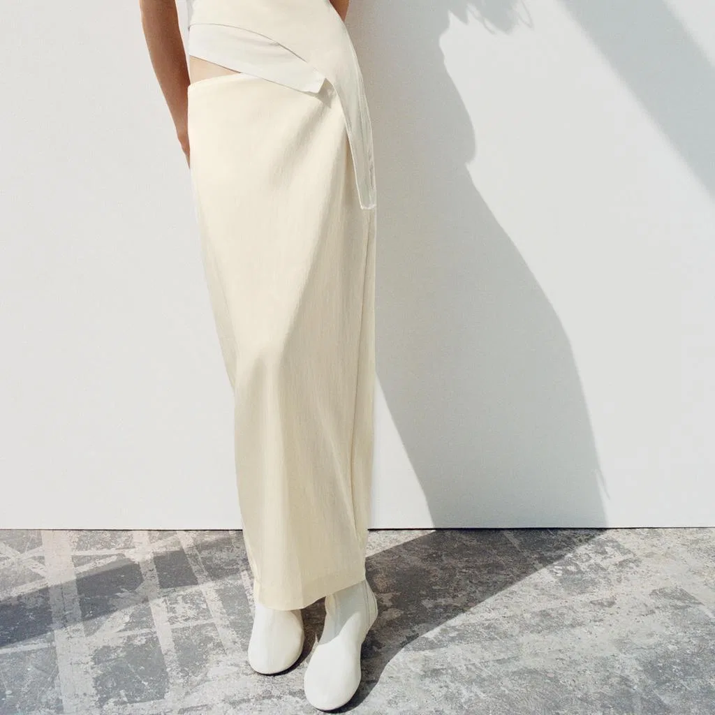 Женская повседневная длинная юбка Casual Long Skirts, ZARA, Beige — фото 4
