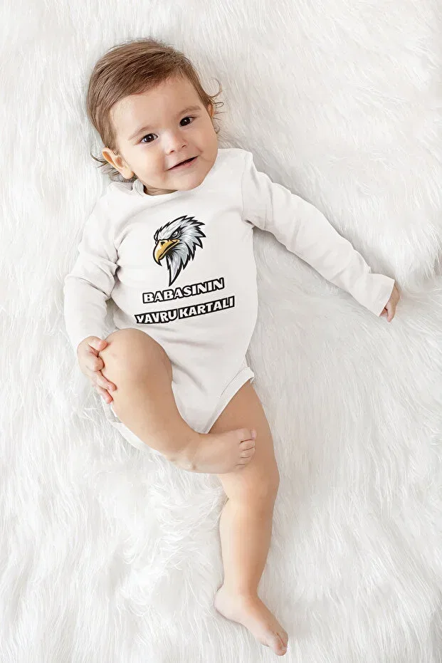 Детское боди с длинным рукавом Daddy'S Baby Eagle Printed Long Sleeve Snap Bodysuit Adabebek, White