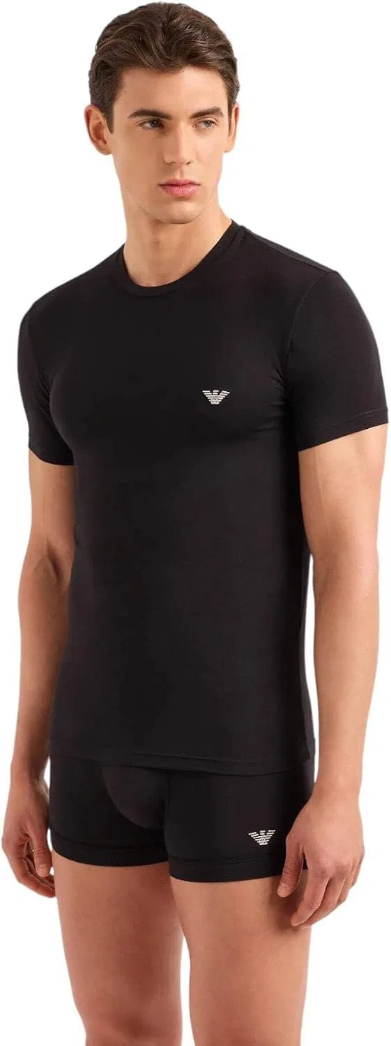 Мужская приталенная футболка с логотипом Emporio Armani, Black — фото 2