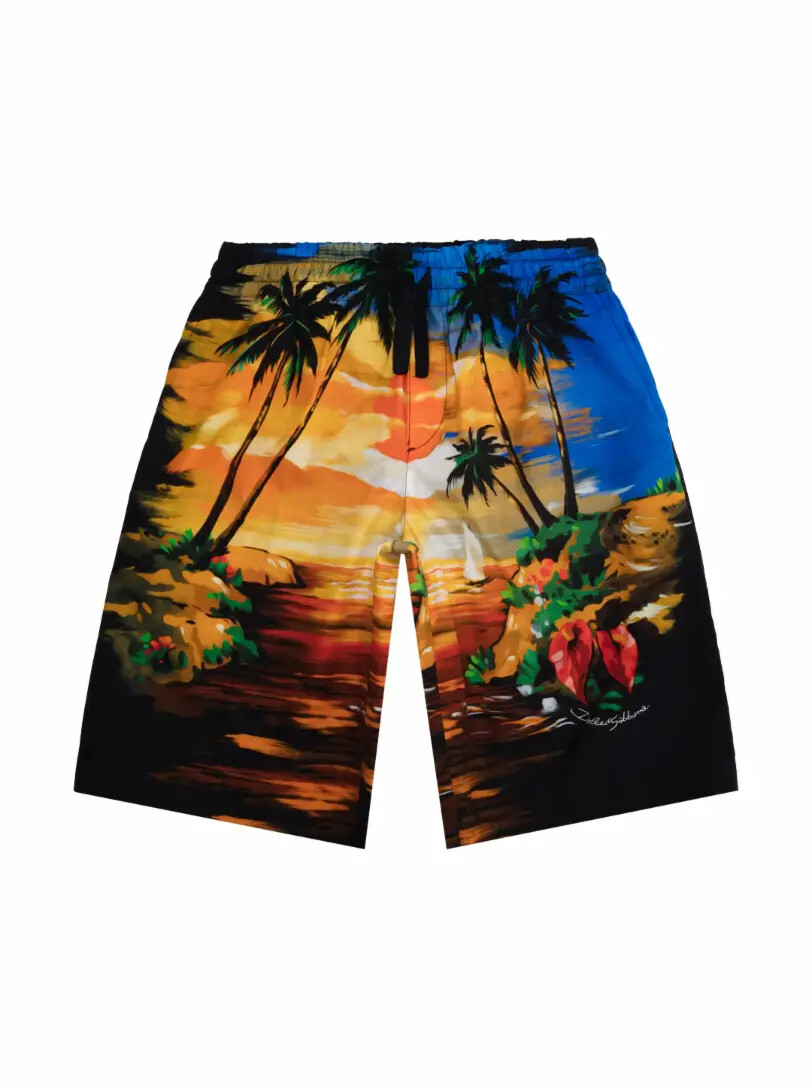 

Хлопковые шорты с пляжным принтом Dolce&Gabbana