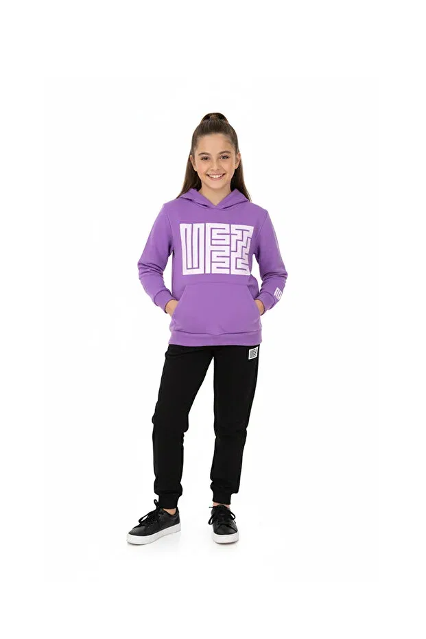 Детский спортивный костюм для девочек с капюшоном и карманами, Crassi, Lilac