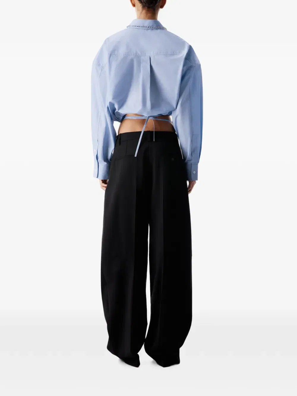 Брюки из тропической шерсти классического кроя Alexander Wang, черный — фото 2