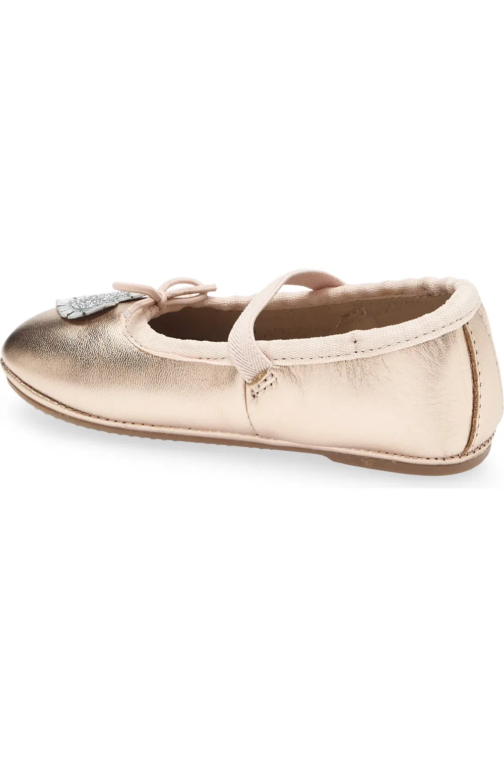 Детские туфли балетки с блестящим сердцем Mary Jane OLD SOLES, Copper/Glam Argent/Silver — фото 2