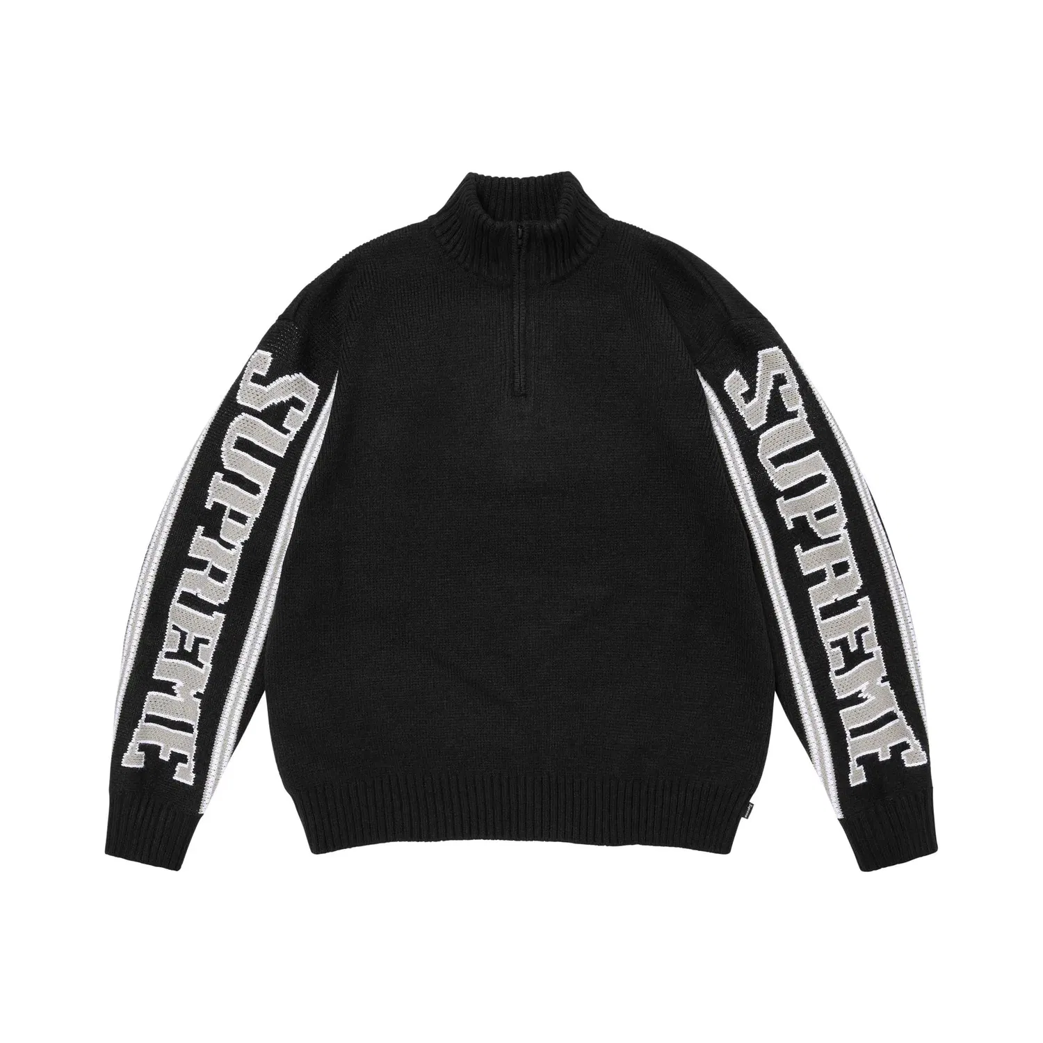 Свитер с воротником-стойкой на половину молнии Supreme, Черный