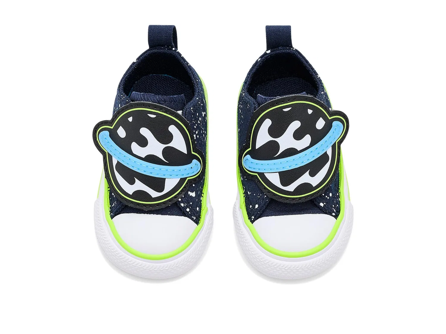 Кеды Chuck Taylor All Star One Strap Easy-On Planets (для младенцев/малышей) Converse Kids, Obsidian/Neon Mantis/White — фото 3