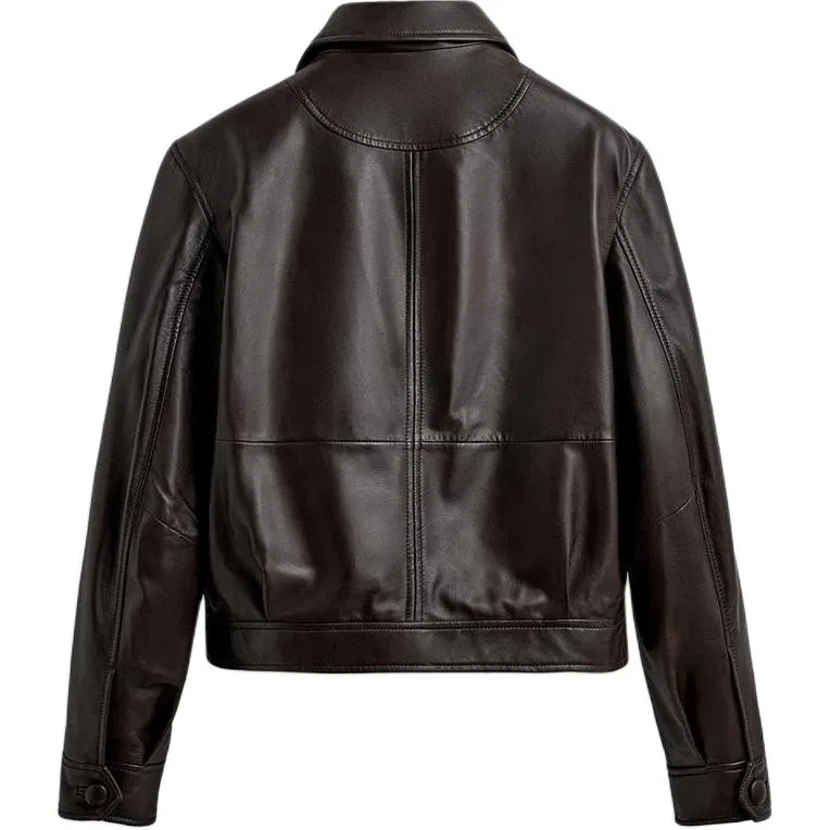 Мужская кожаная куртка с принтом Harry Lambert FW25 x Disney, ZARA, Dark Brown — фото 3