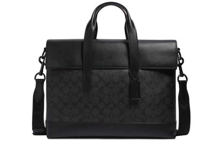 

COACH Hamilton Canvas With Calfskin Laptop Bag, Briefcase, Shoulder Bag, Handbag Large Men's Black Monogram