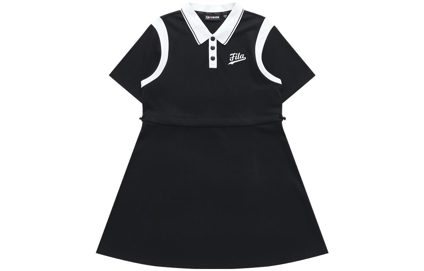 

FILA FUSION Платье с короткими рукавами женское, черное как смоль