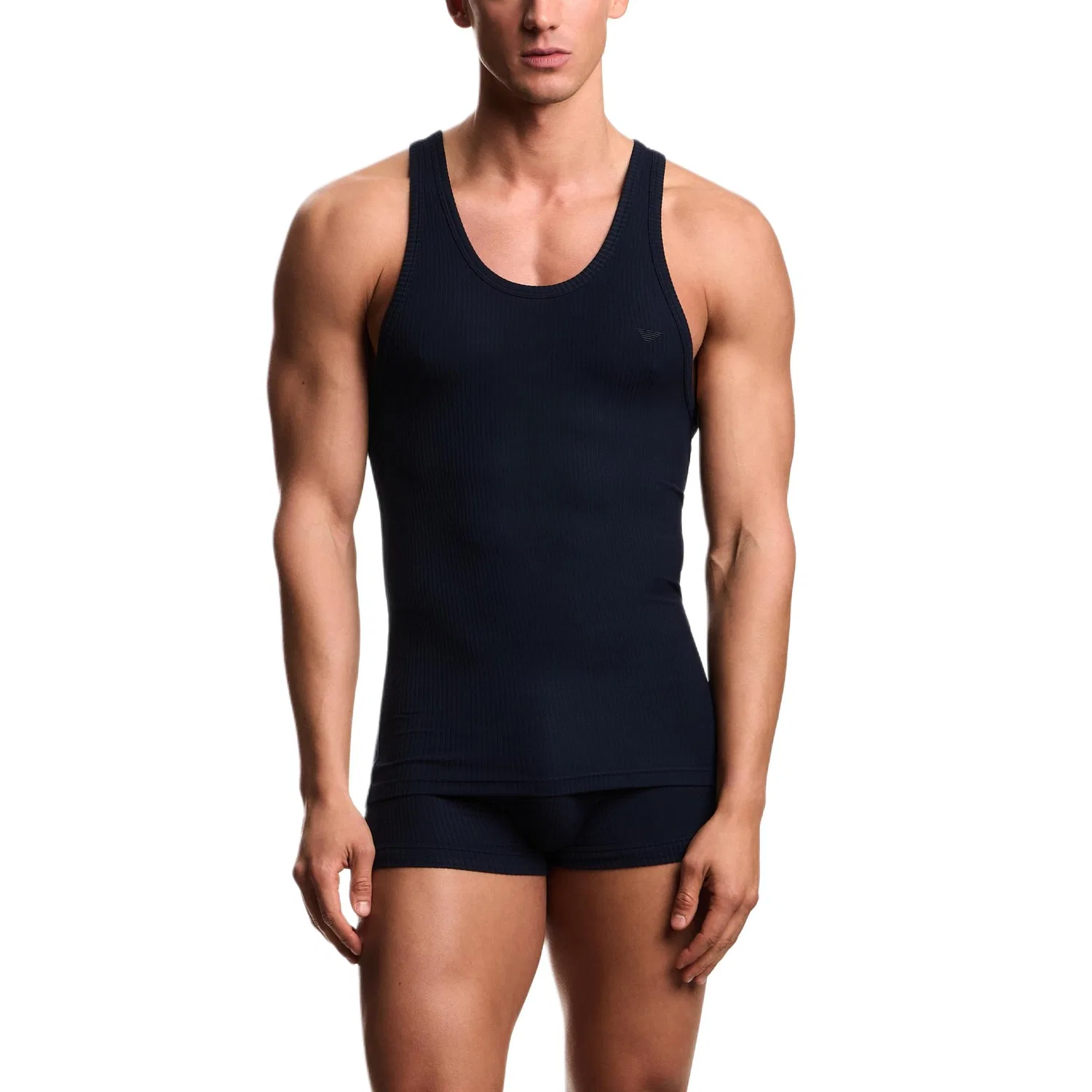 Майка мужская синяя Crew Neck Moderate Straight Fit EMPORIO ARMANI, Blue — фото 3