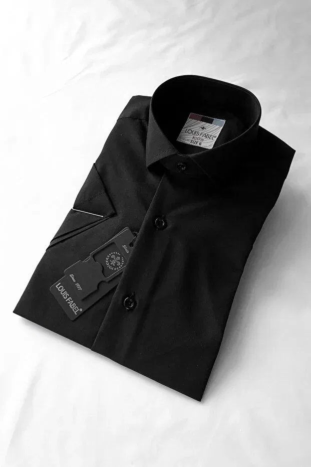 Детская рубашка для мальчиков с коротким рукавом Louis Kids, Black — фото 2
