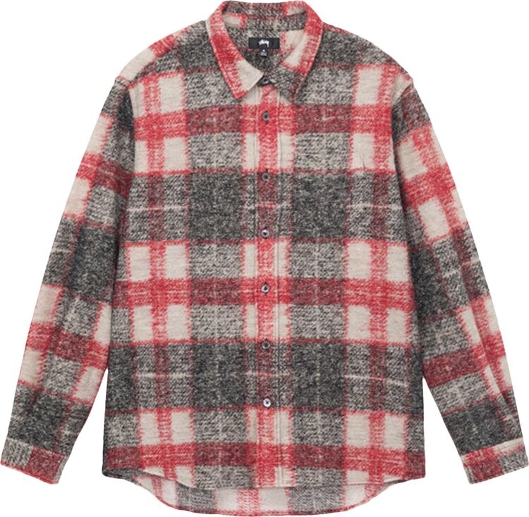 

Рубашка Stussy Plaid Knit Shirt 'Red', красный