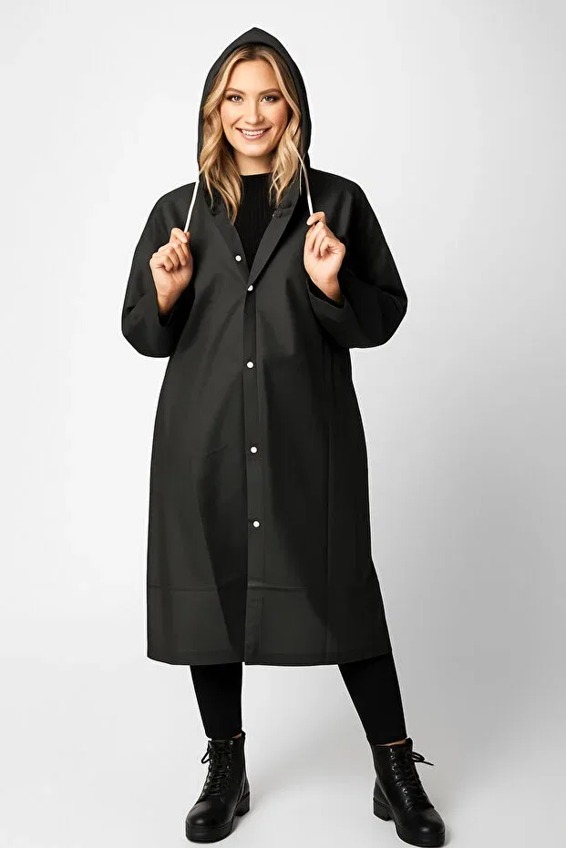 Детское пальто непромокаемое с капюшоном Sibel Günay Butik, Black