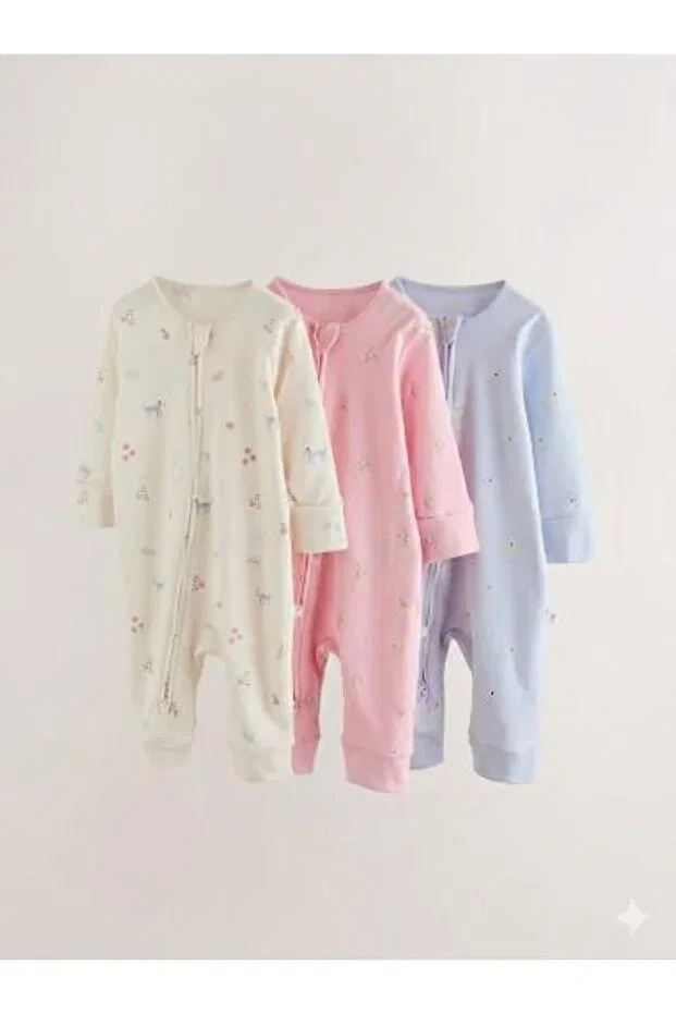Детский комбинезон хлопковый с принтом Комплект из 3 предметов Next Baby, Multicolor