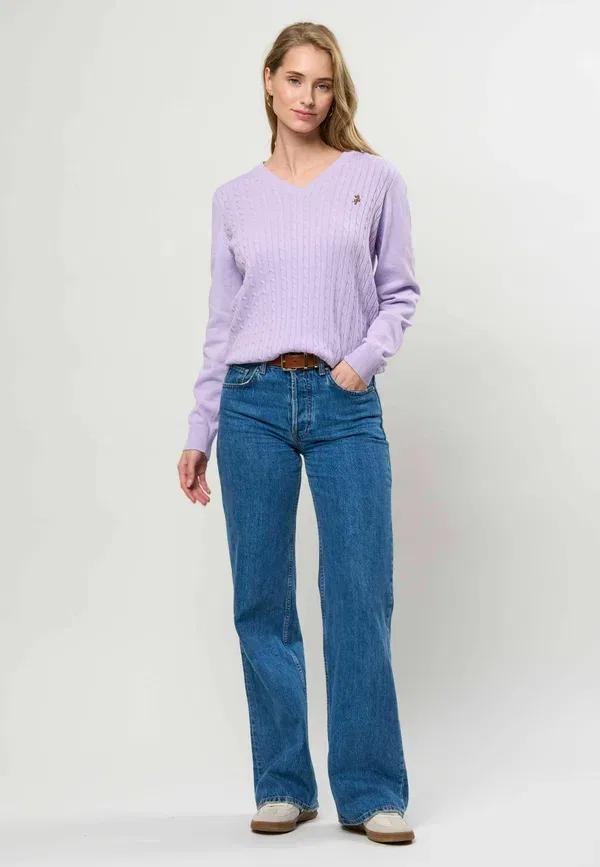 Свитер с V-образным вырезом Dzemperis U.S. Polo Assn., пастельный lilac, сиреневый — фото 2