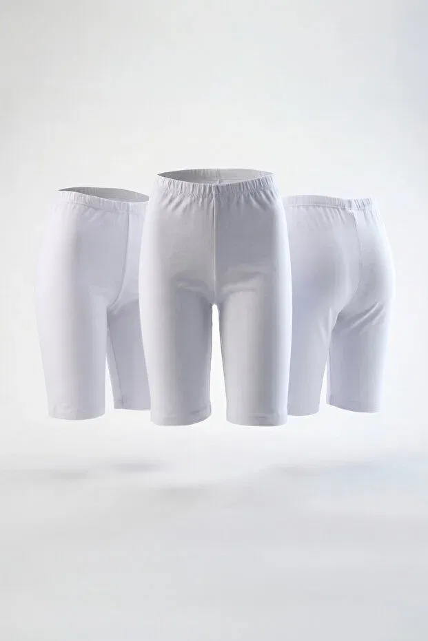 Детские леггинсы для девочек хлопковые комплект из 6 штук Katmirra, White Above The Knee — фото 3