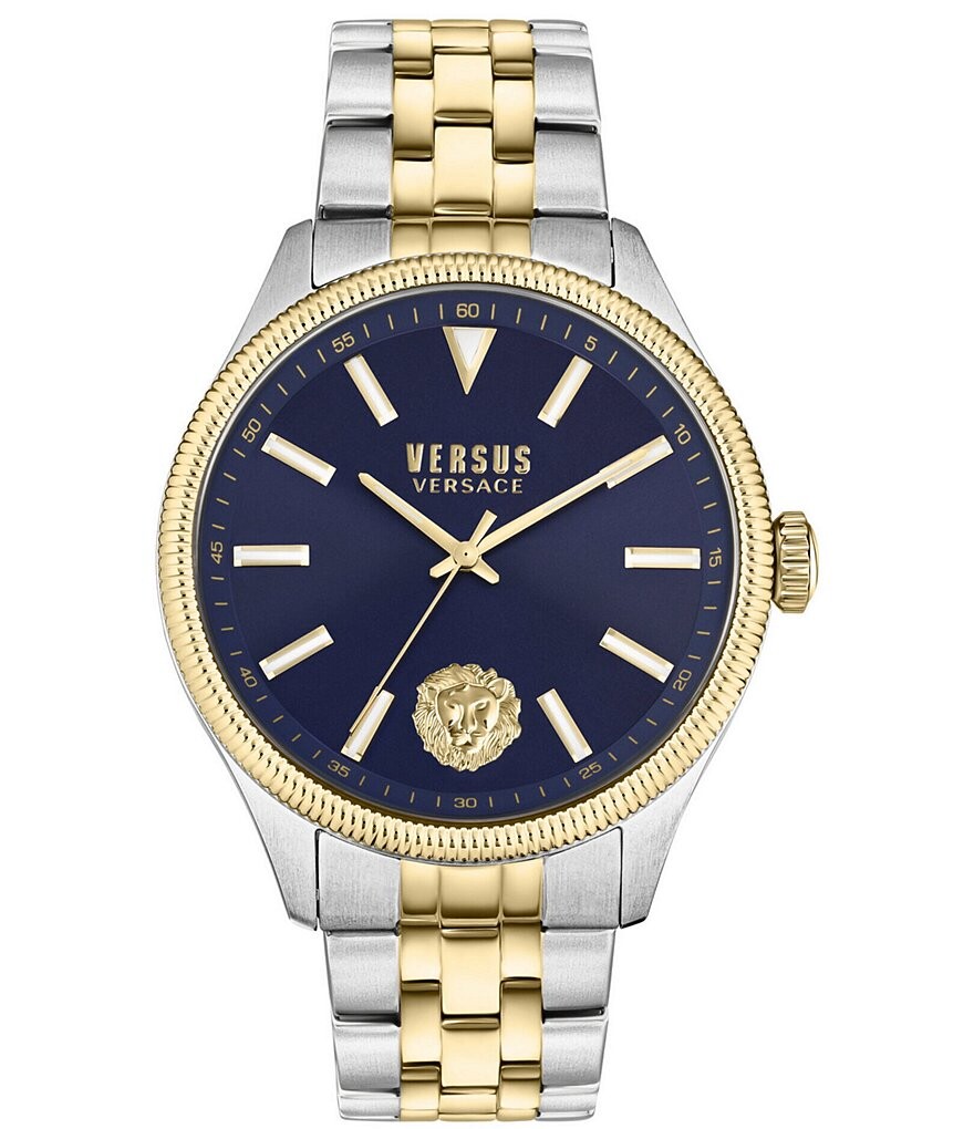 

Versace Versus Versace Мужские часы Colonne с хронографом, двухцветные часы из нержавеющей стали, темно-синий браслет с браслетом, золотой