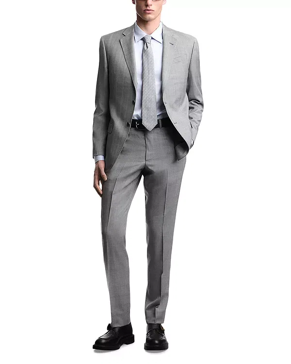 Мужской костюм из шерсти Emporio Armani Regular Fit, серый