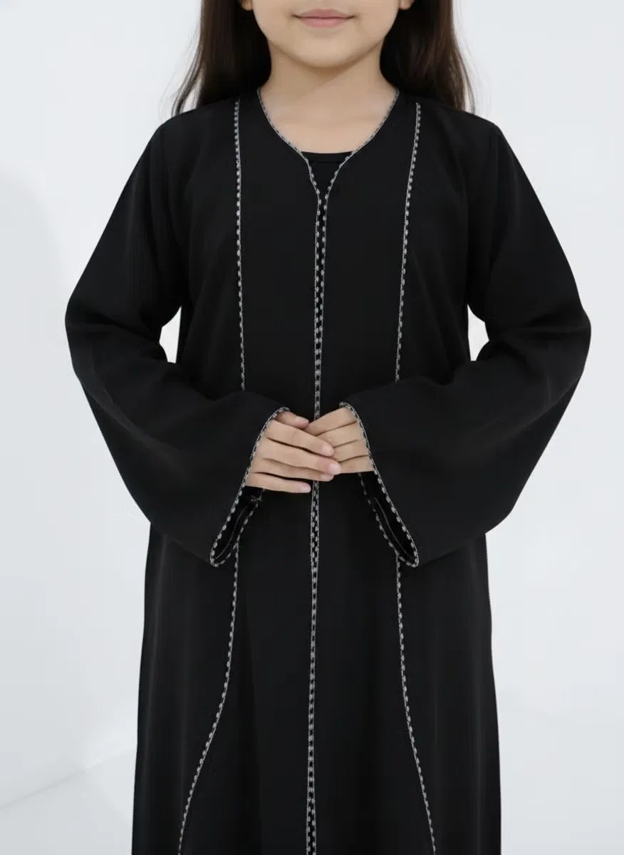 Абая детская с кружевом на переде и манжетах Msquare Fashion, черный — фото 2