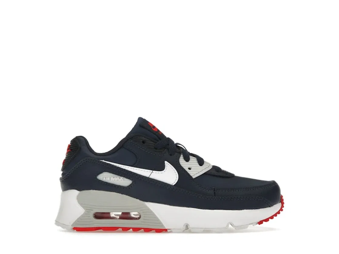 Детские кроссовки Lifestyle Nike Air Max 90 Leather, Obsidian/Midnight Navy/Track Red/White