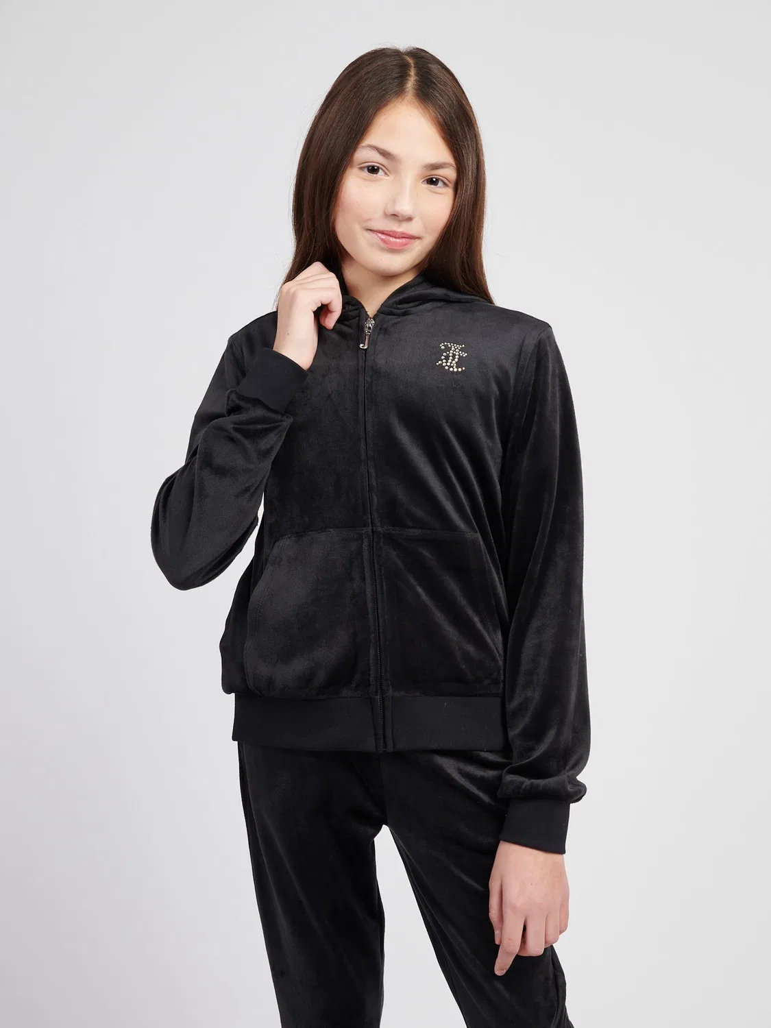 Худи Juicy Couture Diamante Zip-Through, черный — фото 2