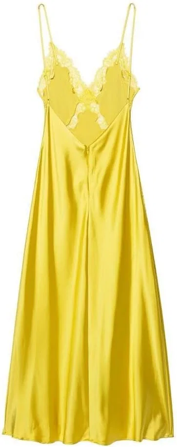 Женское платье-комбинация с кружевными вставками, Yellow — фото 4