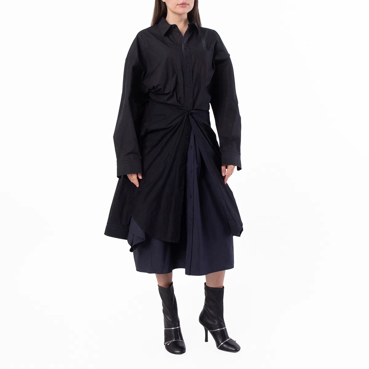 Платье-рубашка макси из хлопка с заплатками Patch Maxi Cotton Dress Balenciaga — фото 2