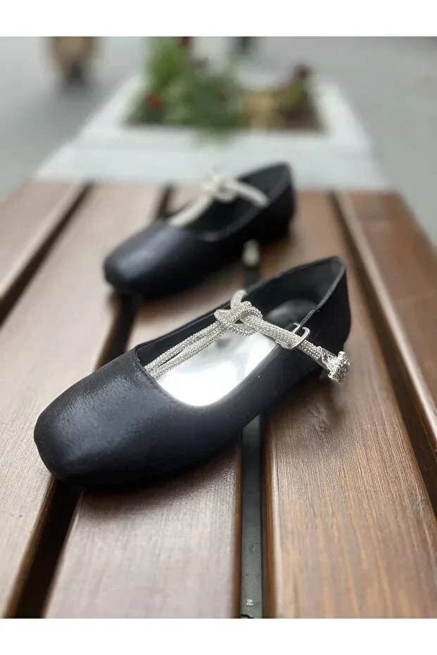 Детские балетки для девочек с блестками Harli Ayakkabi, Black — фото 2