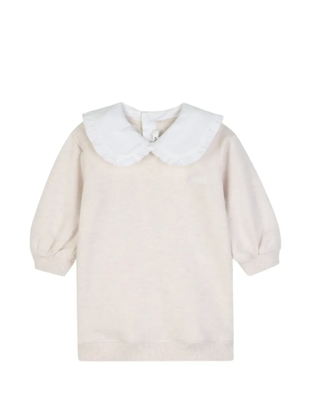 Платье с оборками и вышивкой Chloe Kids, бежевый