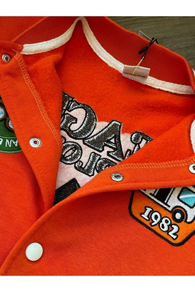 Детская куртка для девочек с принтом Orange League Back Printed College Jacket 1Baby1Cat, Orange