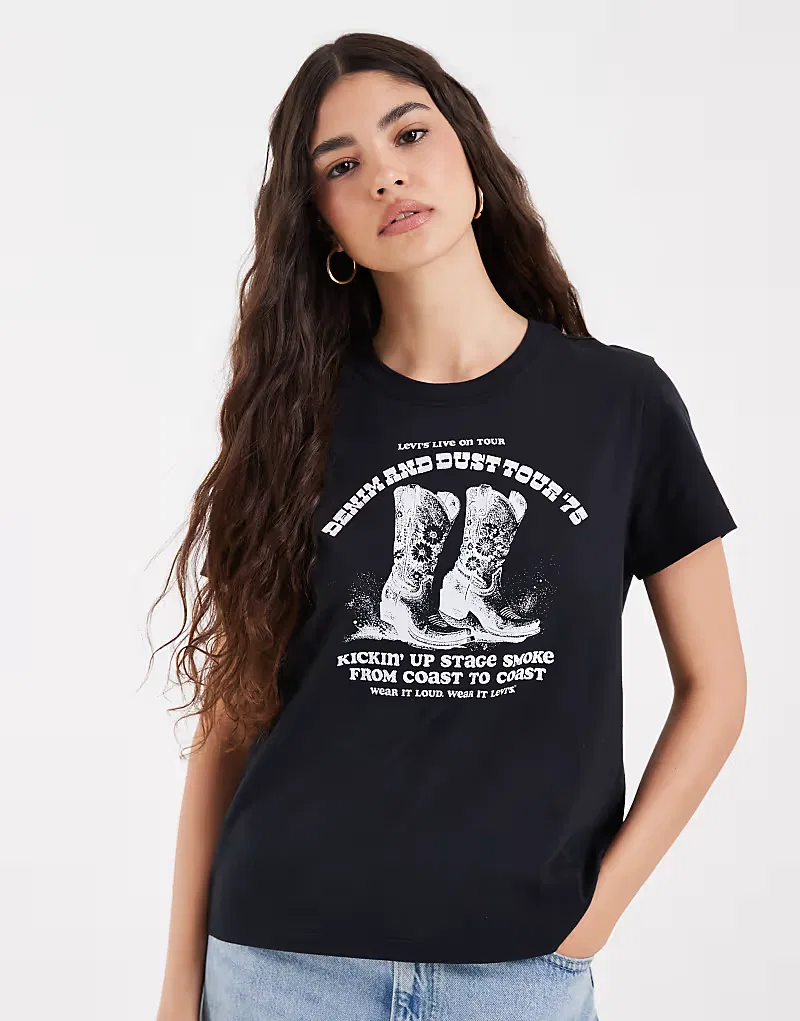 Любимая футболка Levi's с принтом в виде ботинок, черный