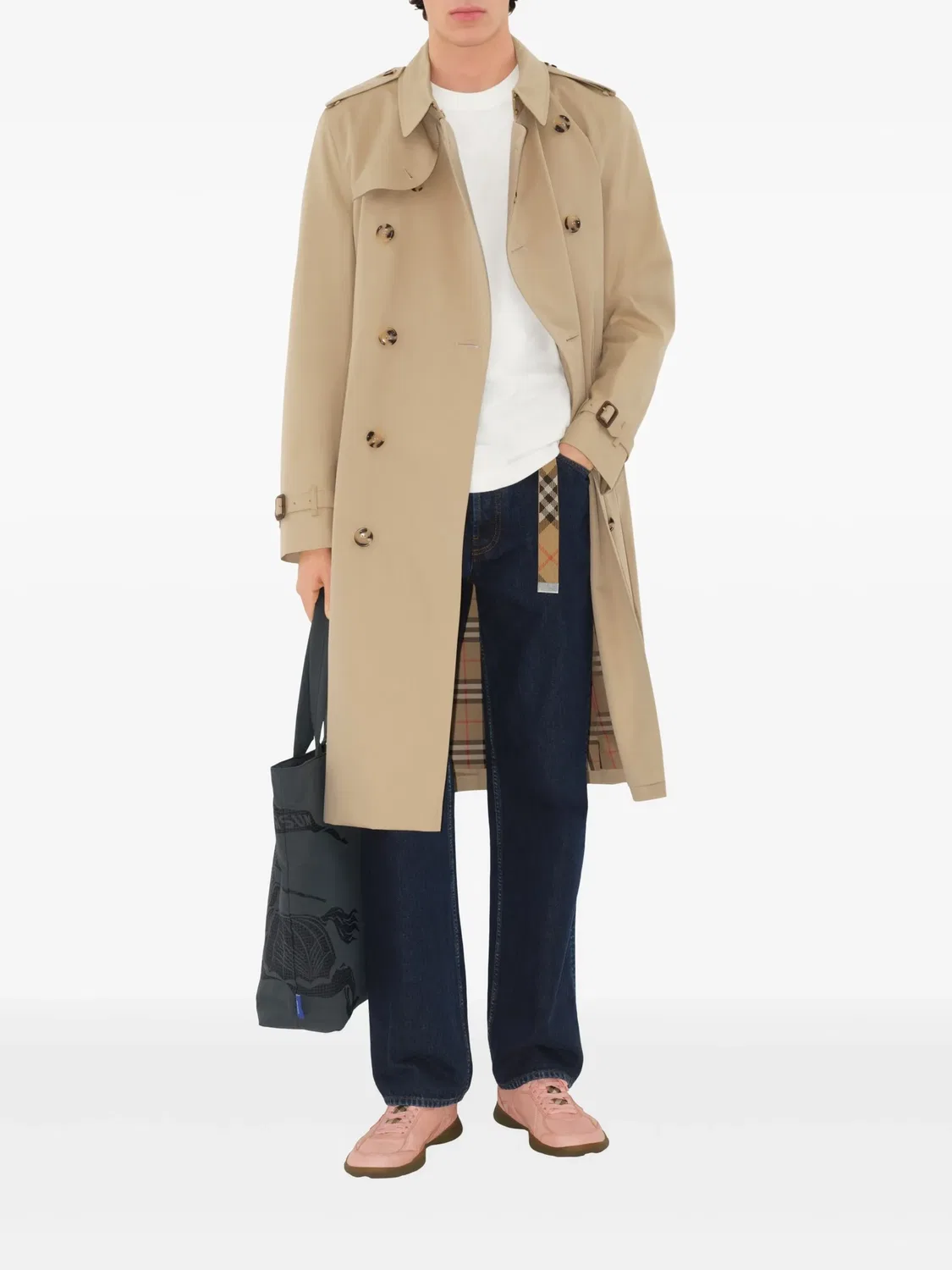 Плащ Heritage Kensington с поясом Burberry, архивный бежевый — фото 3