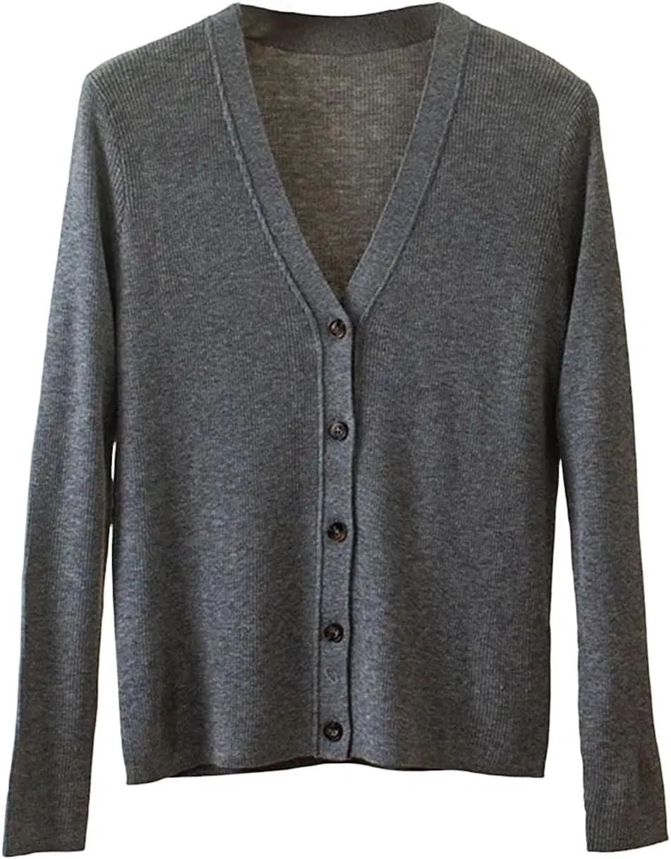 Женский кардиган V-образным вырезом, Wool, серый